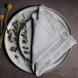 Rustic Cotton Gauze Napkins - Vintage-Style Tea Towels for Elegant Table Decoration (Silver Grey)