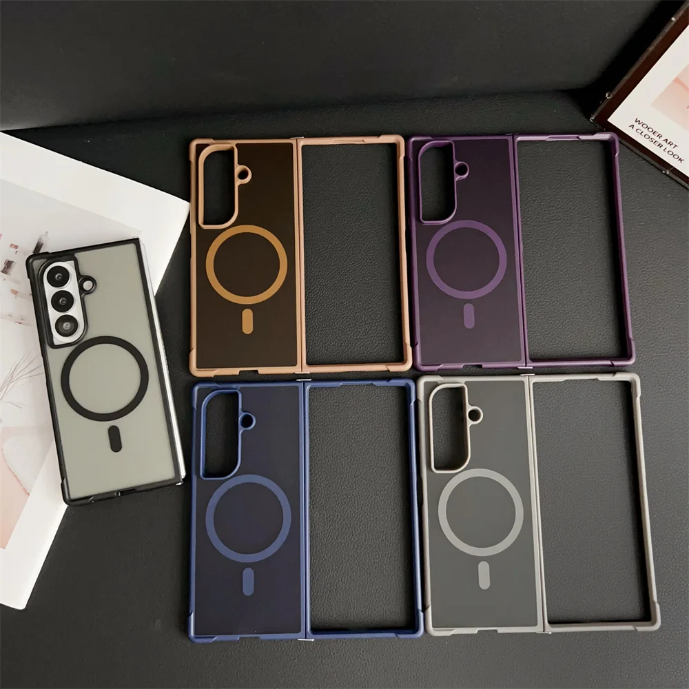 For Magsafe Magnetic Matte Transparent Phone Case for Samsung Galaxy Z Fold 7 6 5 4 Fold7 Fold6 Airbag Bumper Shockproof Cover | Gaffar India