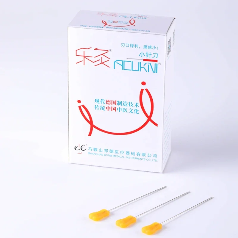 50 Pcs/pack EACU Eaku Sterile Acupuncture Needles Blade Flat Edge Knife Acupotomy Plastic Handle Disposable Masajeador