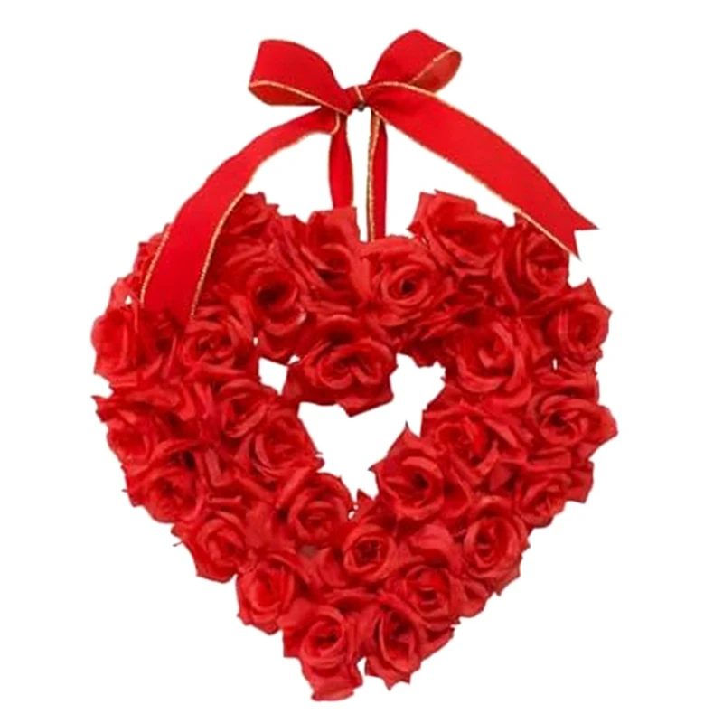 

Гирлянда на День святого Валентина, красный пластиковый венок для входной двери, стены, окна, украшение на День святого Валентина, сердце, гирлянда, 1 шт.
