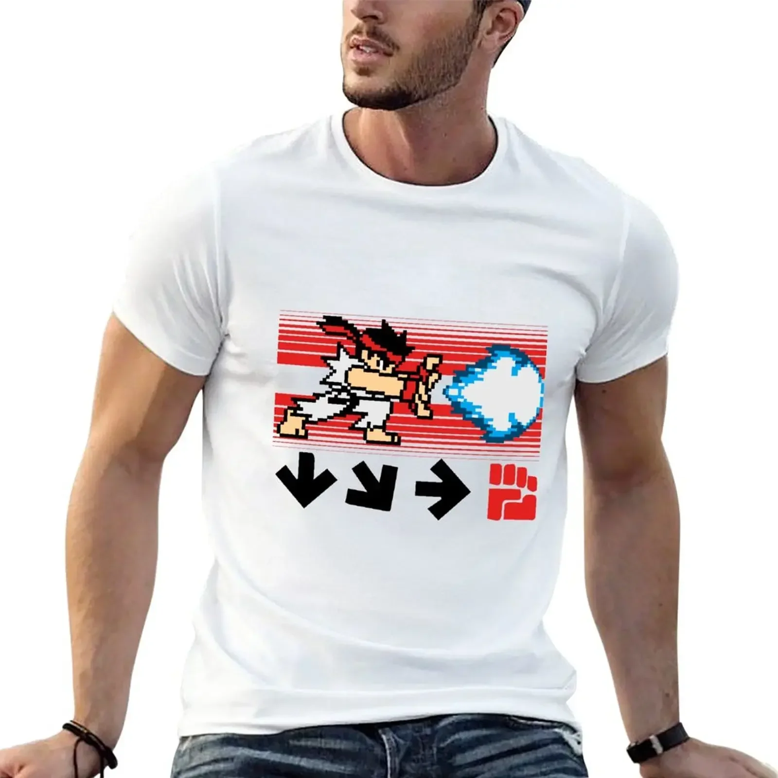 

Hadouken T-Shirt anime Short sleeve tee t shirts for men