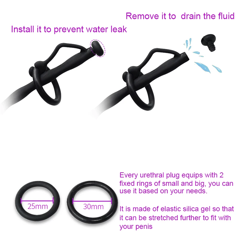 Urethral Catheter Urine Men Valve Urethra Sounding Hollow Silicone Penis Plug Urethal Tube For Chastity Male Adult Sex Toy