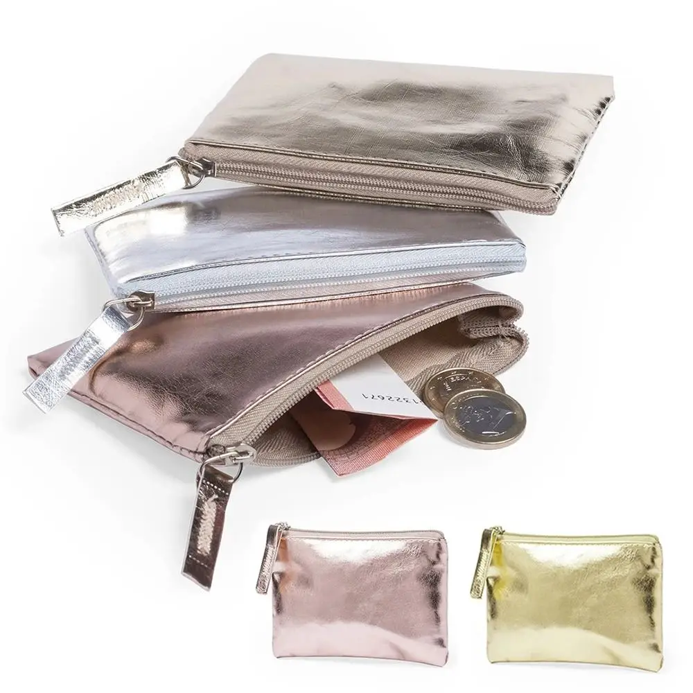 Cosmetic Bag Bright PU Coin Purse Korean Style Solid Color Zipper Coin Purse Earphone Pouch Coin Purse Small Item Bag Travel
