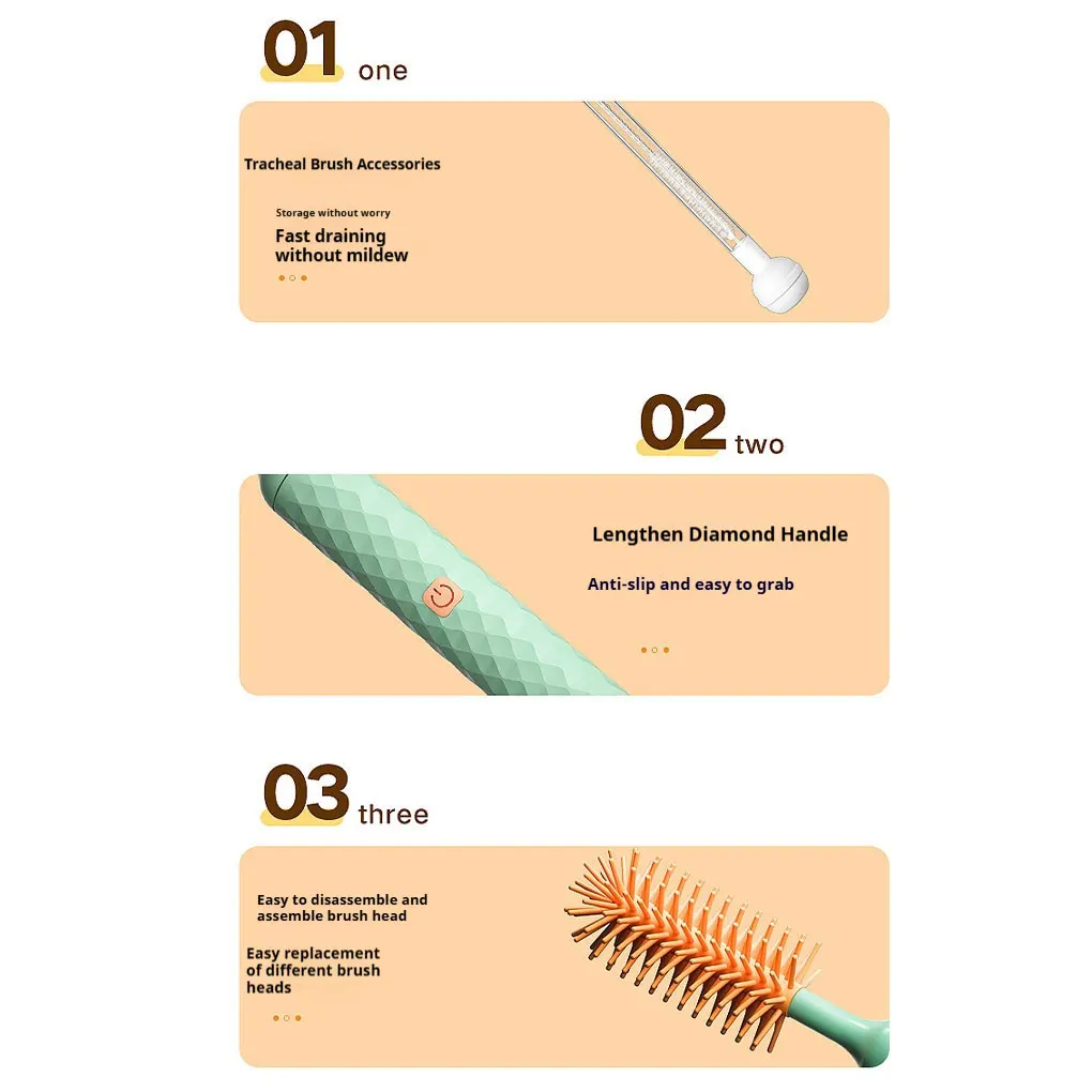 Portable 3-in-1 Electric Silicone Bottle Brush Cleaner Set