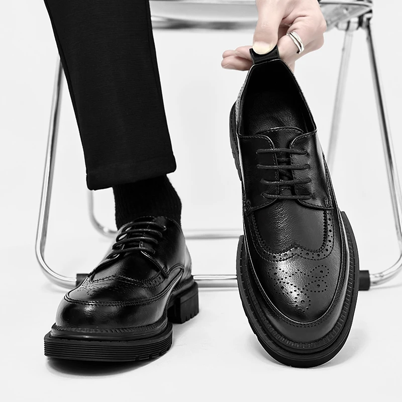 

Мужские классические деловые повседневные кожаные туфли, классические туфли в британском стиле для офиса, повседневная обувь для увеличения роста, весна