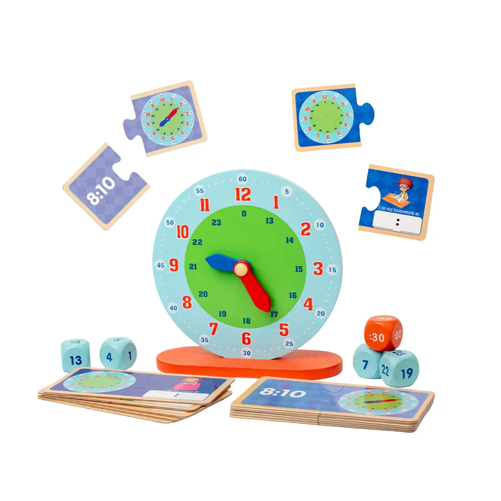 Clock Early Education Toys Time Management Portable Clock Recognition Toy for Homeschool Kindergarten Living Room Home Preschool