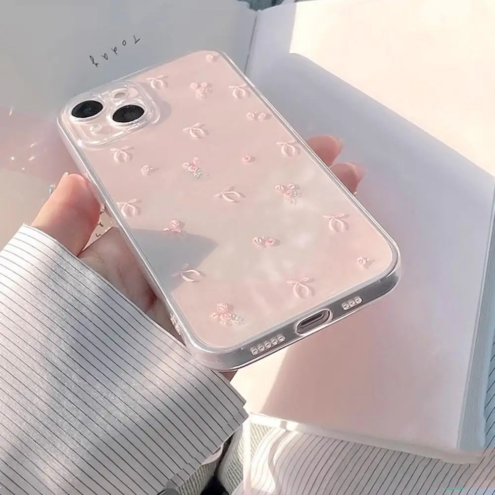 Floral Pink Bowknot Fashion Silicone Phone Case Cover