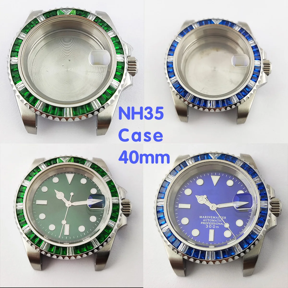 40mm Nh35 Case Diamond Stainless Steel Case Men Mechanical Watch