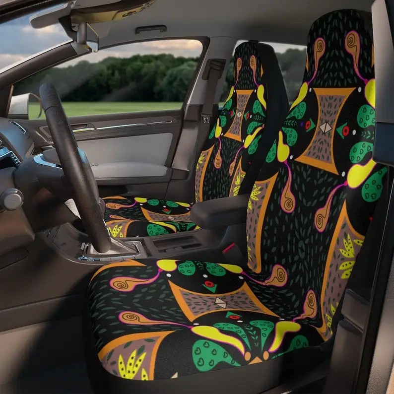 

Vibrant Art Car Seat Covers, Modern Funky Car Seat Cover, Floral Retro Vintage Car Seat Covers, Art Deco Car Decor, Car Seat Cov