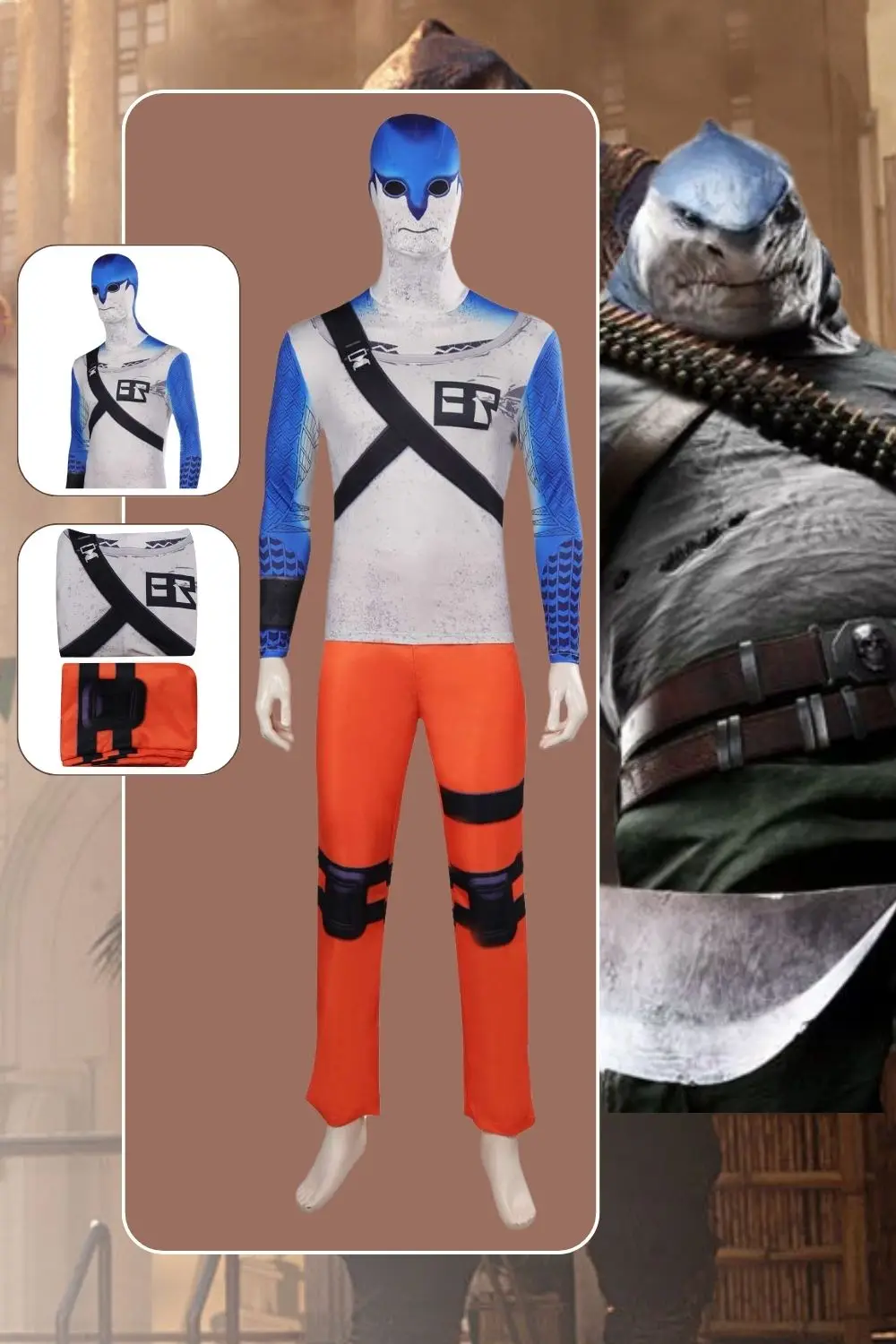 

Shark King Cosplay Game Suicide Team Costume Prisoner Uniform Outfits Halloween Carnival Roleplay Suit For Men Male Adult