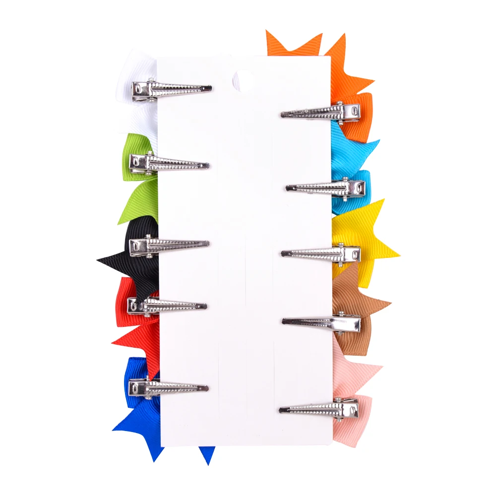 10PCS/SET  Grosgrain Ribbon MiNi Hair Bows with Clip for Girls Hairpins Boutique Barrettes Headwear Cute Kids Hair Accessories