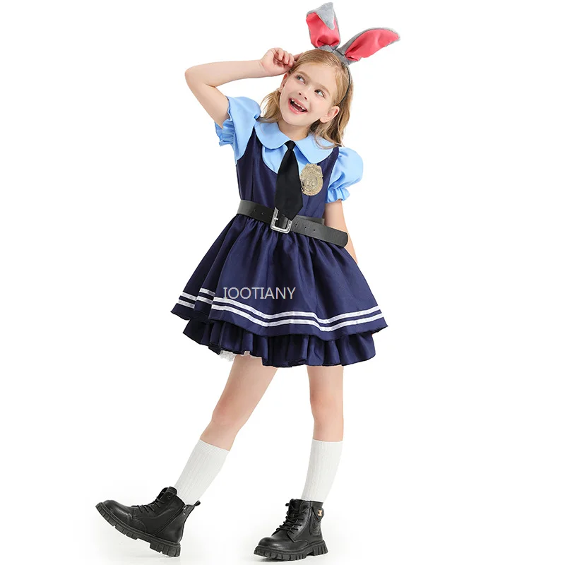 

Children's Day Police Detective Character Dresses Bunny Cosplay Blue Skirt Halloween Carnival Party Stage Performance Costume