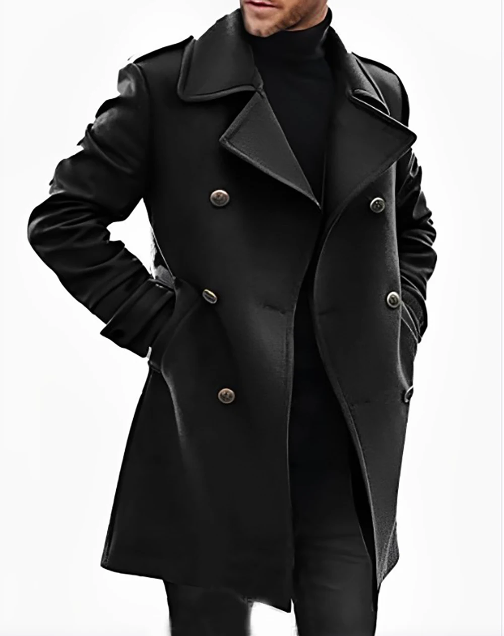 Men Woolen Coat for Autumn and Winter Warmth Thickened Windbreaker wool overcoat