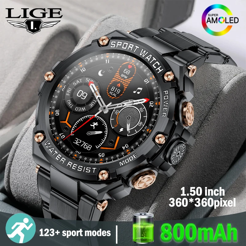 LIGE-reloj inteligente para hombre, pulsera deportiva res