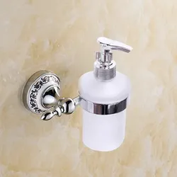 Elegant Wall-Mounted Towel Rack and Bathroom Accessories Set - Ceramic and Stainless Steel Bath Hardware with Chrome Finish and Toilet Brush Holder (Soap dispenser)