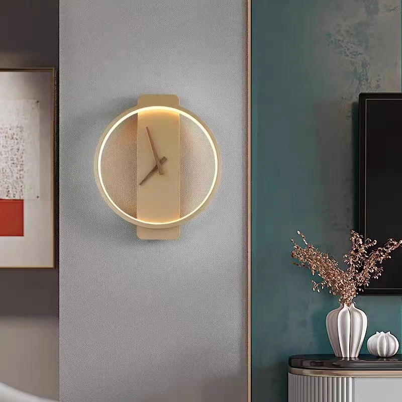 

Modern LED Wall Clock Lamp Indoor Lighting For Hotel Bedside Bedroom Simple Stairs Living Room Light Home Decor Lighting Fixture