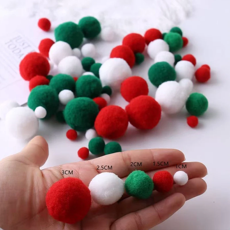 Mixed Fluffy Pompoms Christmas Color Series Diy Hand-sewn Craft Children's Toys