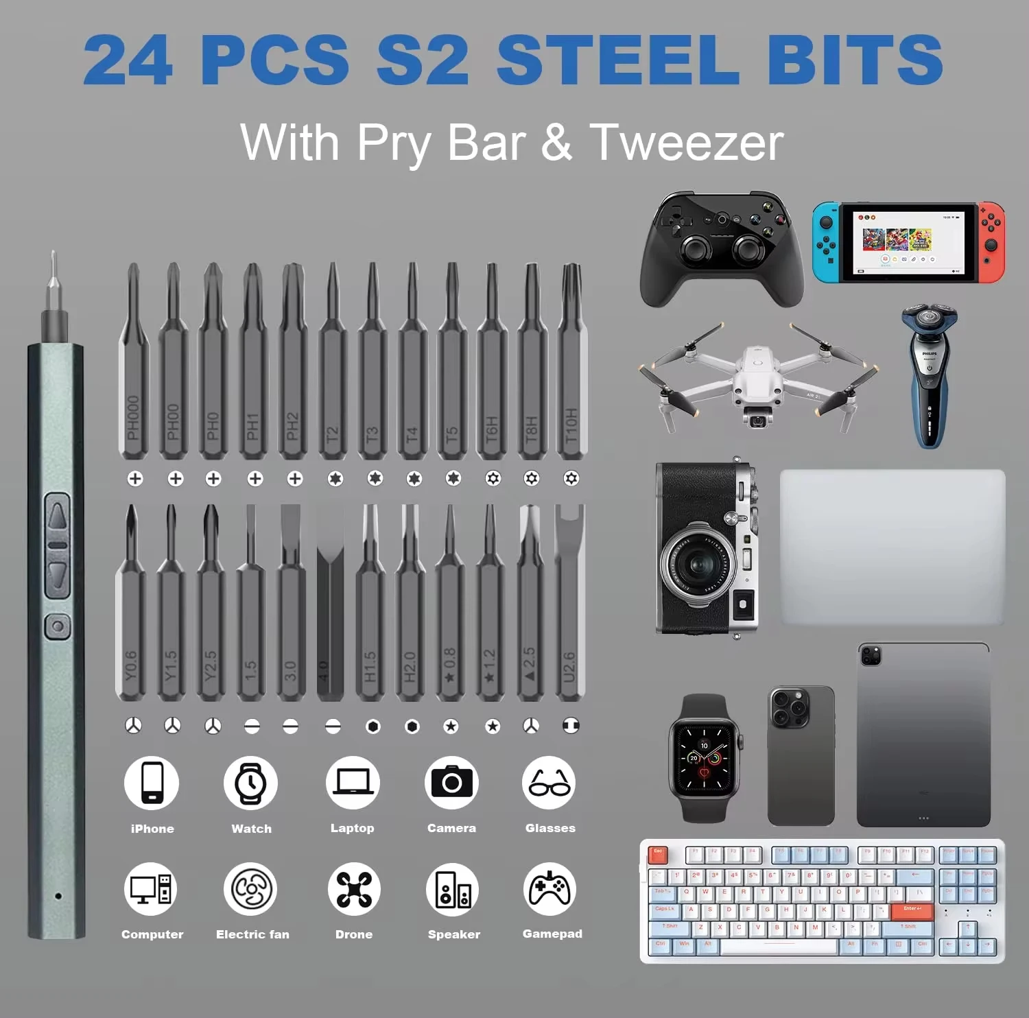 30 in 1 Precision Electric Screwdriver Set Magnetic Phillips Torx Screw Driver Bits Professional Repair Tools for iPhone PC DIY 2