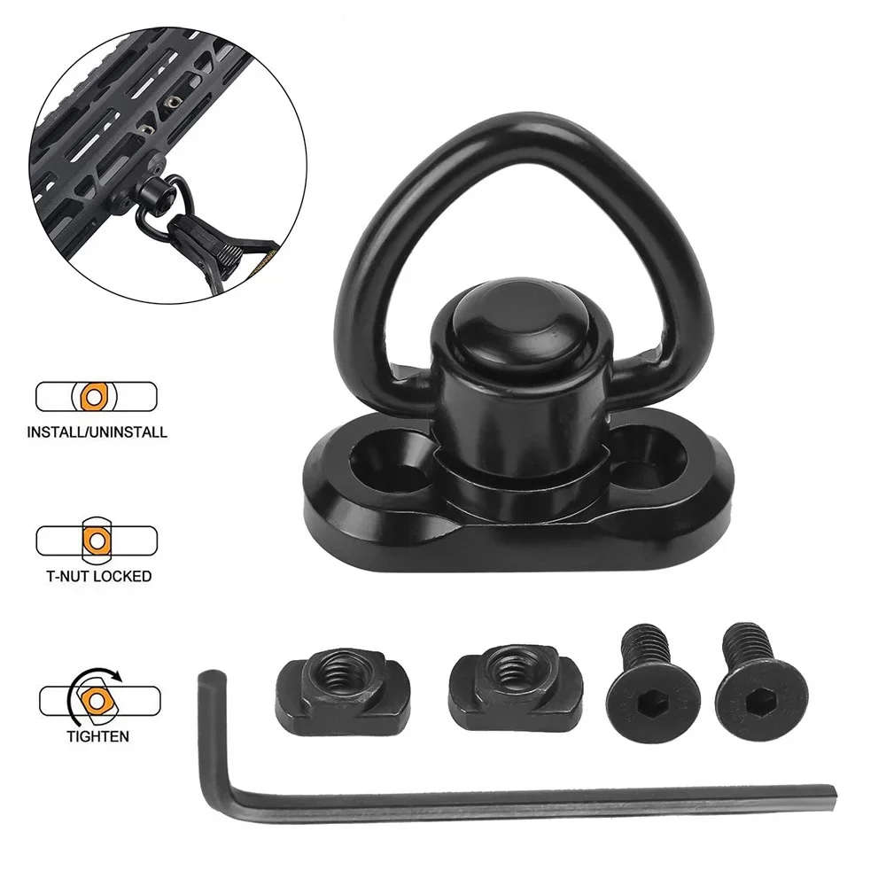 Tactical Rifle Sling Swivel Ring Quick Release QD Sling Buckle 1.25" Loop 20mm Rail Mlok Base Mount for Handguard Accessories