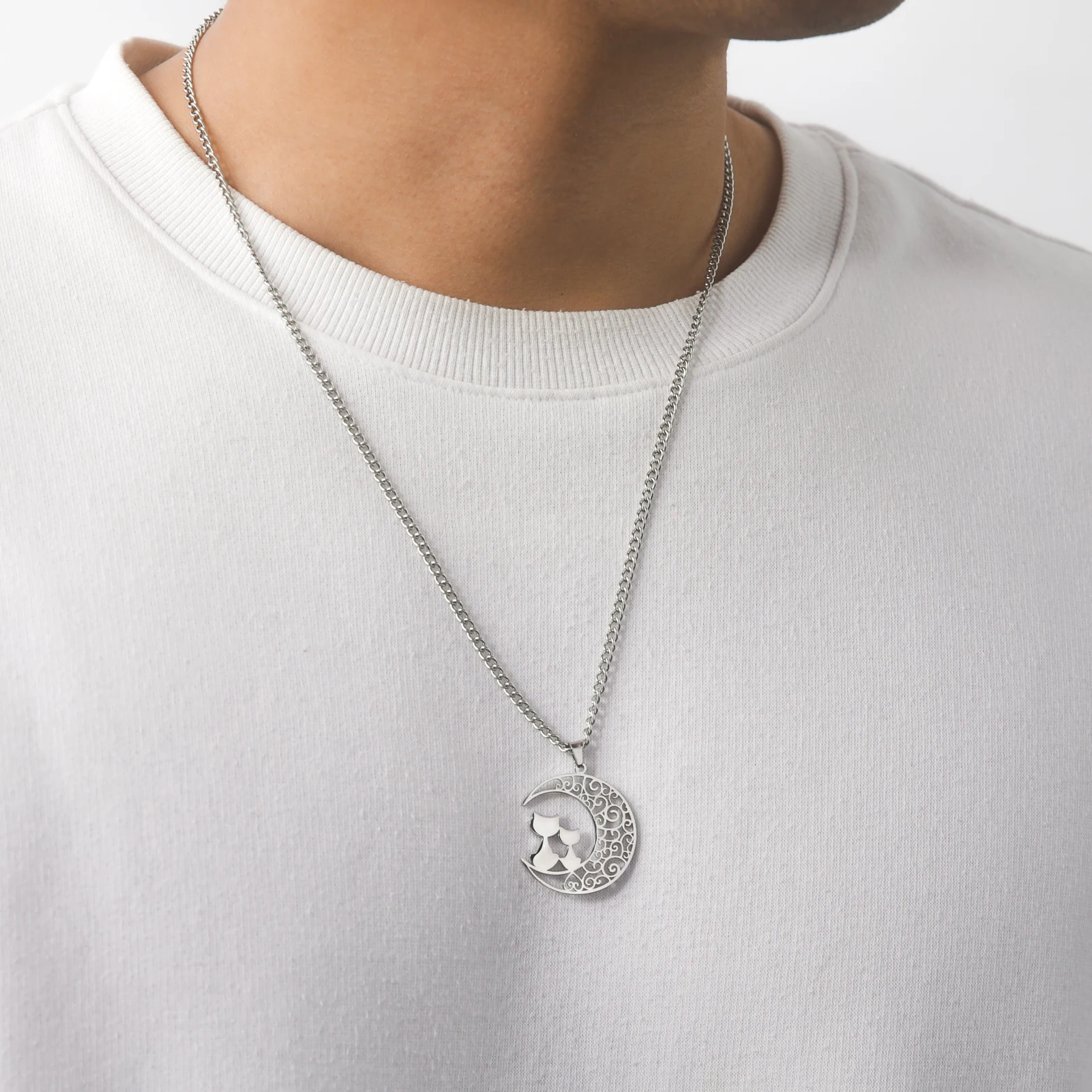 Cazador Halbmond-Katze-Anhänger-Halsketten für Frauen, Tier-Kätzchen, filigrane Halskette, 2026, Edelstahl, Schmuck, Geschenk-Trend – Detail 20