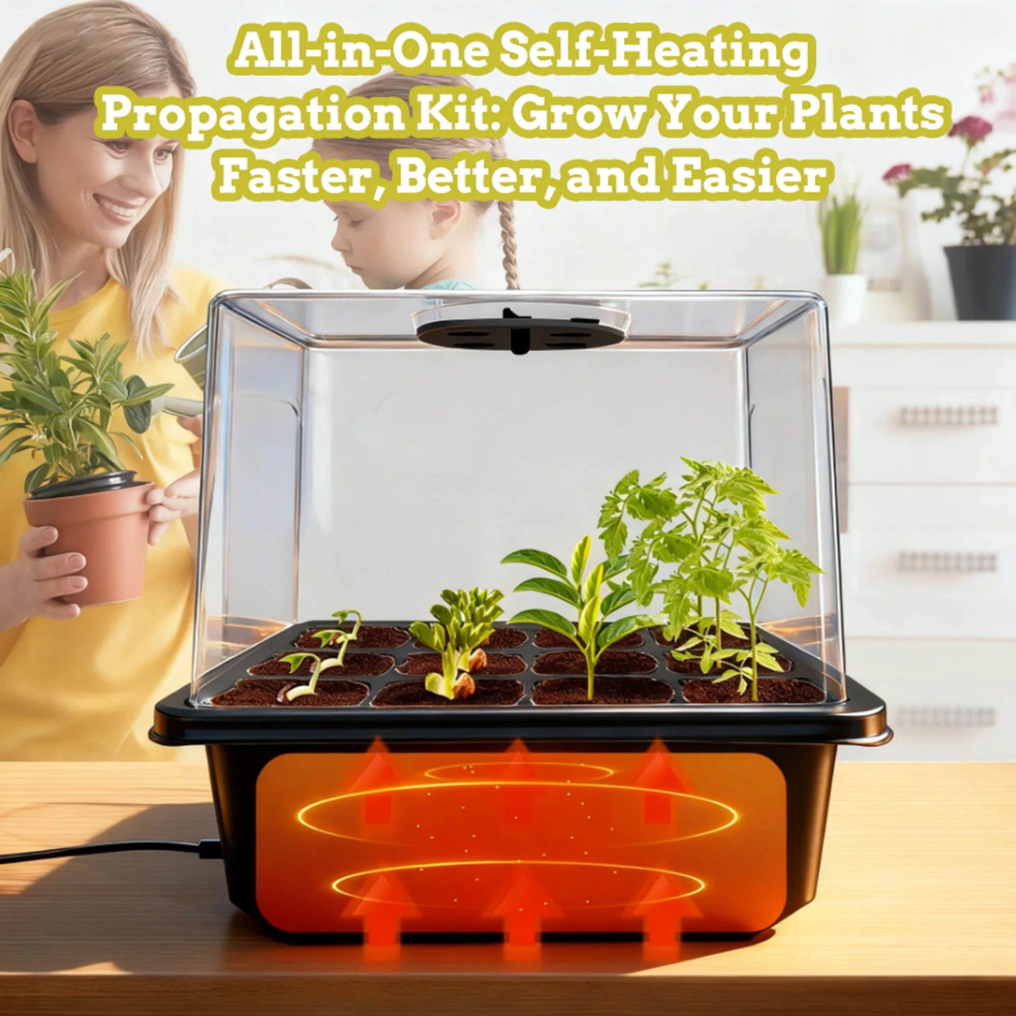 Deluxe Heated Seed Starter Kit with Humidity-Control Domes