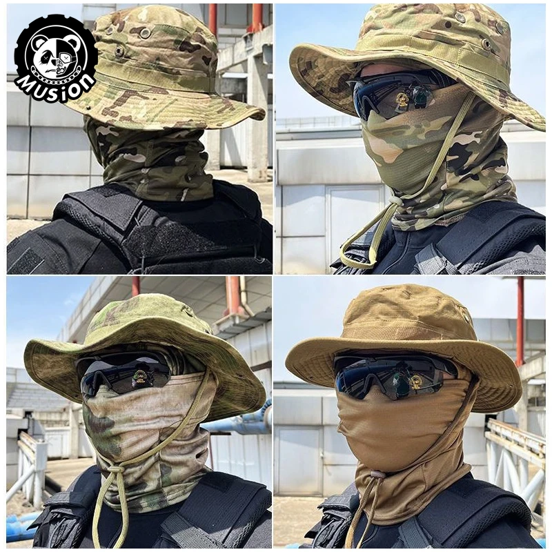Musion Boonie Hat Balaclava Hat Suit Foldable Sun Protection Fishing Cap Breathable Fisherman Outdoor Hunting Fishing Wide H fisherman hat