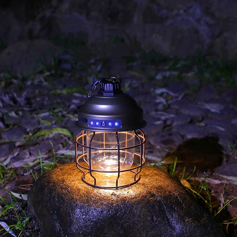 

Portable Hanging Lanterns Vintage Metal Lamp 3 In 1 Soft/Warm/Nature Lights LED Tent Light Rechargeable Outdoor Camping Lantern