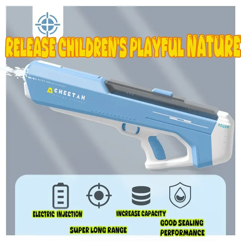 MYJCK Big SIze Fully Electric Water Gun Toy Swimming Pool Play Adult Toy Outdoor Games High Pressure Water Gun Summer Kids Toys 3