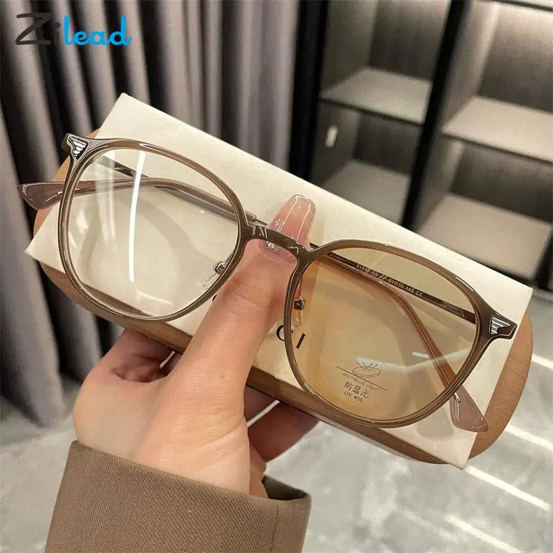 

Zilead Color-changing Myopia Glasses Women Men Round Photochromic Nearsighted Eyeglasses Anti Blue Light Goggle 0-0.5-1-1.5...-6