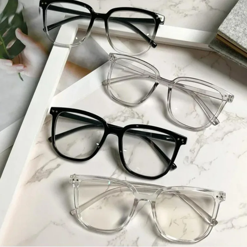 New Simple Large Frame Anti Blue Light Glasses Unisex Classic Square Black Clear Eyeglasses Computer Goggles Anti-UV Sunglasses