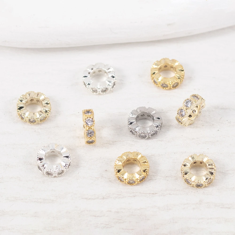 Crystal Ab Rhinestone Rondelle Beads Spacers In Gold - Rhinestone