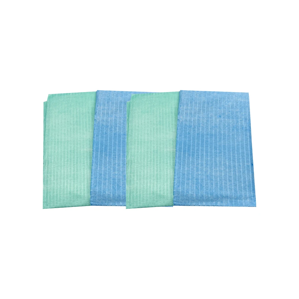 Almohadilla de limpieza Dental desechable, pañuelo de papel médico impermeable, con cordones, color azul, 100 piezas