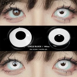 UYAAI Fantasy Costume Lenses - Crazy White & Vampiric Red Eye Effects (White Block)
