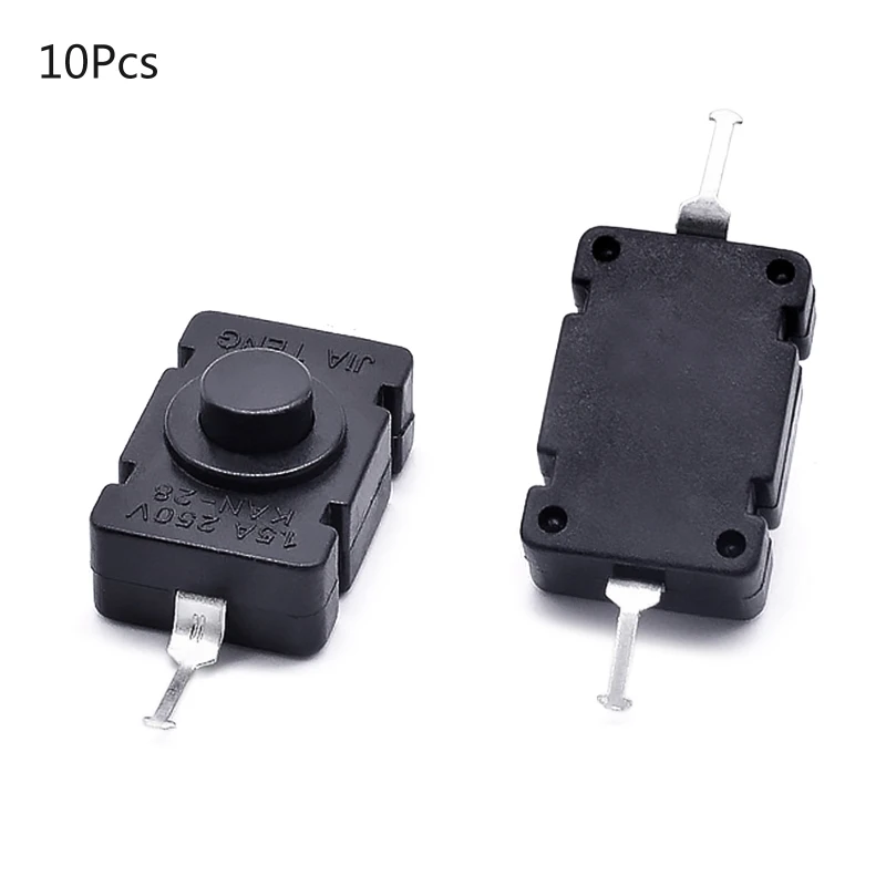 

10 Pieces Black Latching Mini On/Off Self-Lock Push Button Switches for SMD Torch Flashlight Type Durable