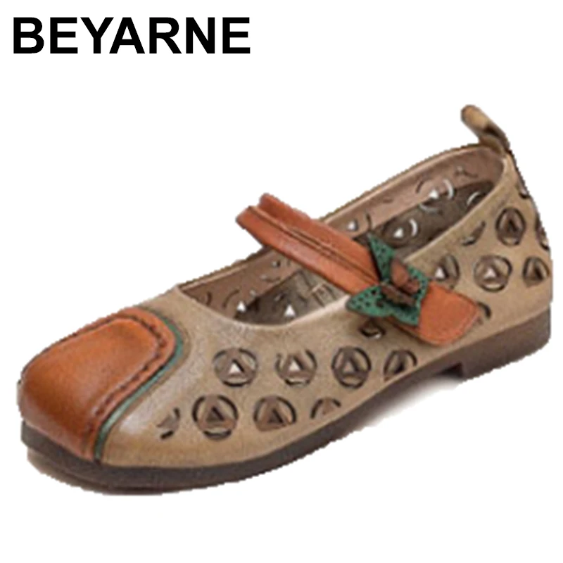 

Hollow Genuine Leather Breathable Soft Flat Sandals Summer Women Shoes Woman Casual Solid Buckle Strap Ladies Sandals