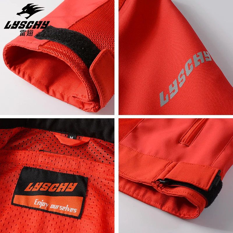 LYSCHY Red Bright Color Conspicuous Safety Riding Motorcycle Jacket Built-in CE Guard Professional Protection Motorcycle Jacket