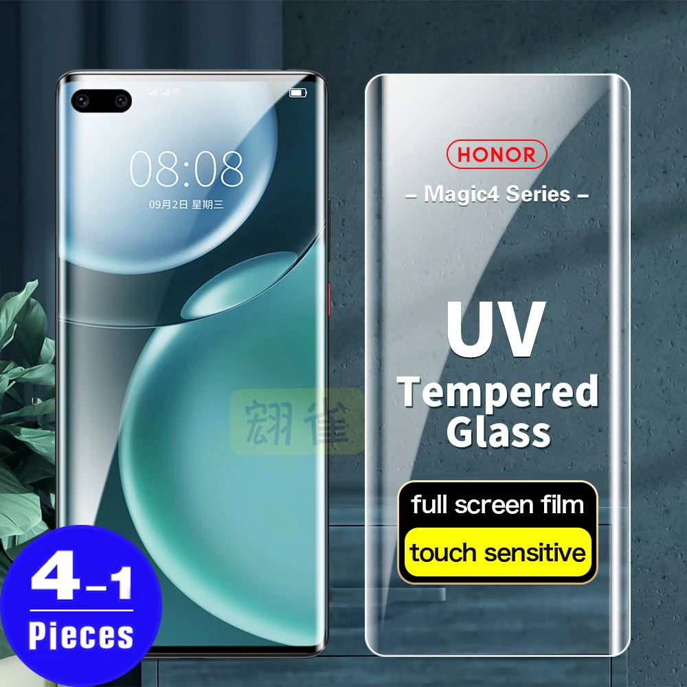 1-4 Pezzi Copertura Completa Per Honor Magic 4 3 Pro Plus 5 Ultimate X40 V40 Lite Pellicola Protettiva Per Schermo Del Telefono In Vetro Temperato Uv