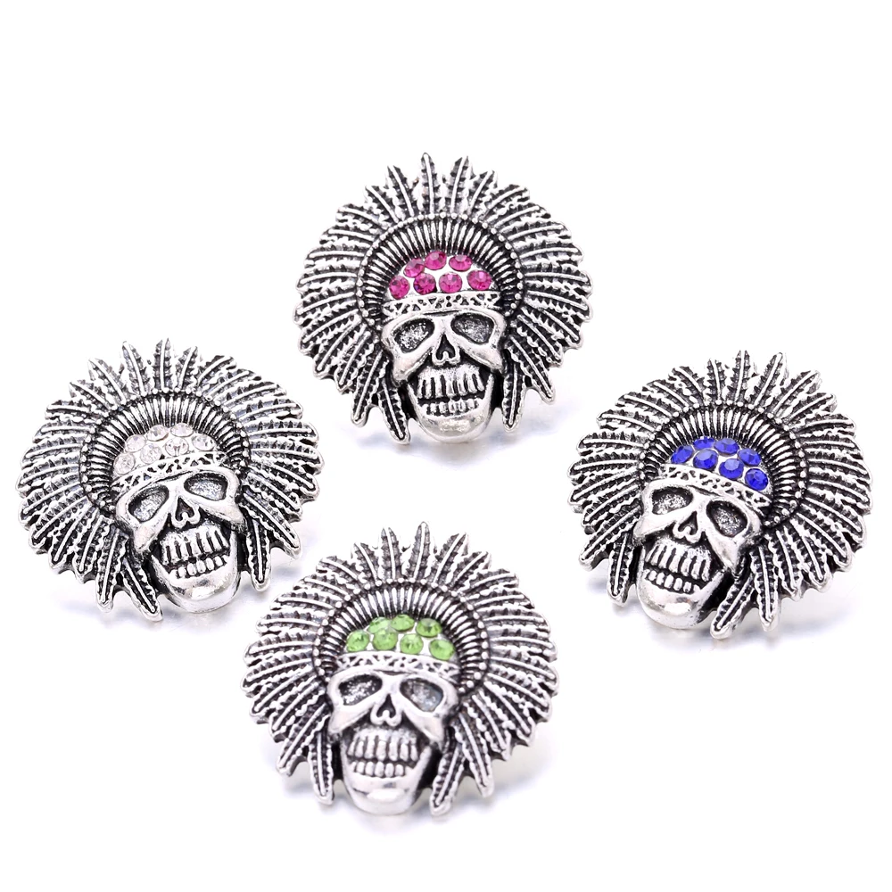 20pcs Snap Button Jewelry DIY Crystal Rhinestone Flower 18mm 20mm Metal  Buttons Fit Snap Bracelet Bangle