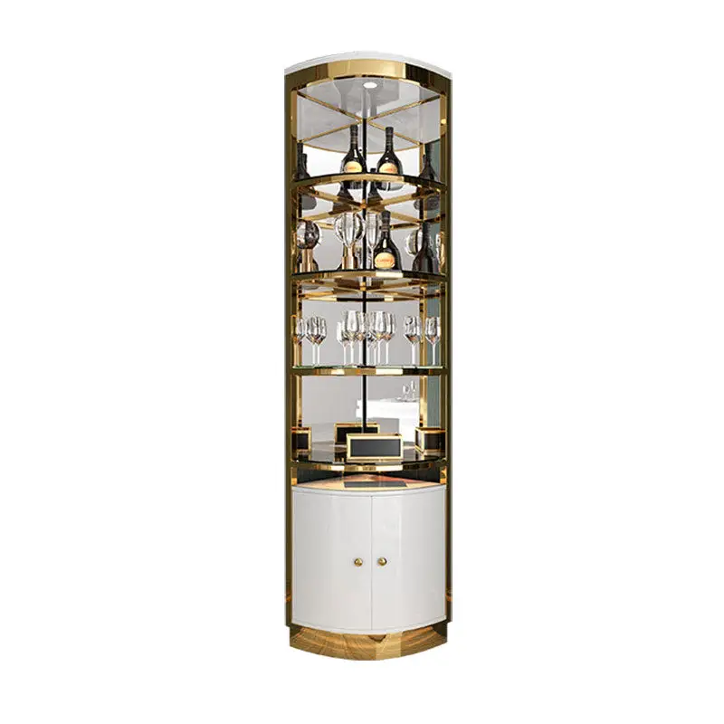 Stainless Steel Wine Rack Display Sideboard Cabinet Glass Opening