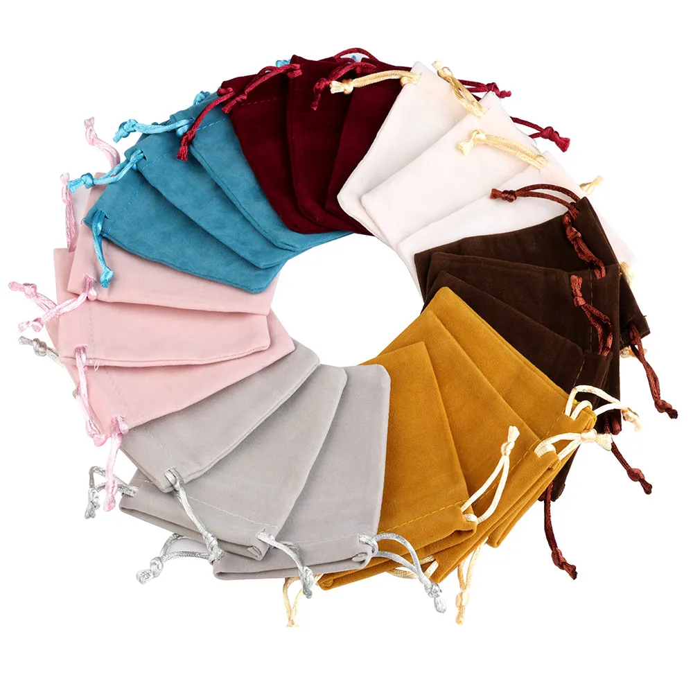 10pcs 5x7cm 7x9cm 8x10cm Velvet Jewelry Bags Necklace Rings