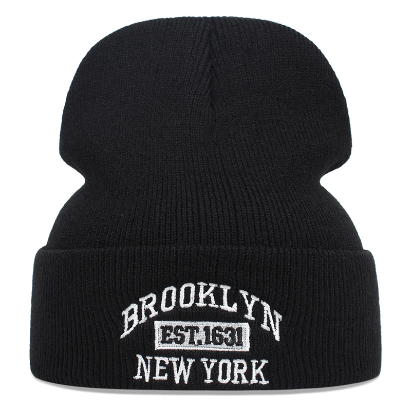 2025 Neue einfache kreative Strickmütze Brooklyn bestickte Bohnenmütze Straße Hip Hop Hut im Freien winddichte warme Mütze randlose Mütze – Detail 8