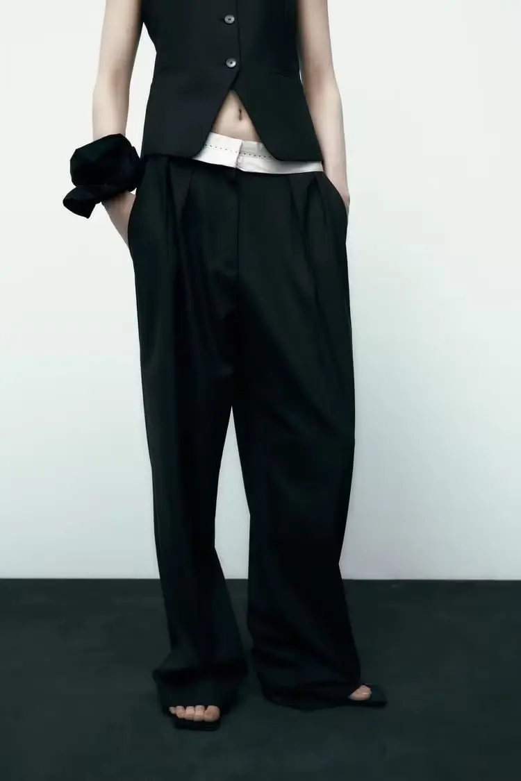 

Новинка 2023, стильные модные облегающие брюки унисекс на молнии спереди с пуговицей и металлической застежкой-крючком