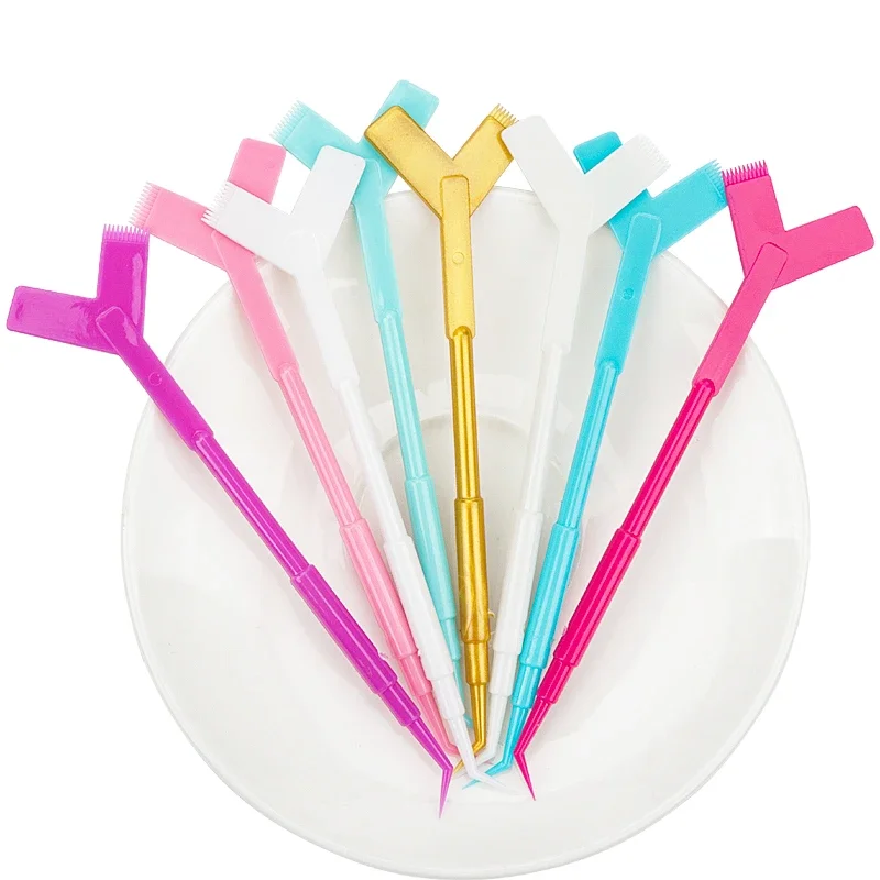 Perming 10Pcs Reuseable Plastic Eyelash Stick Tool Eyelash Extension Y Shape Comb Lash Lifting Curler Applicator Make Up brushes