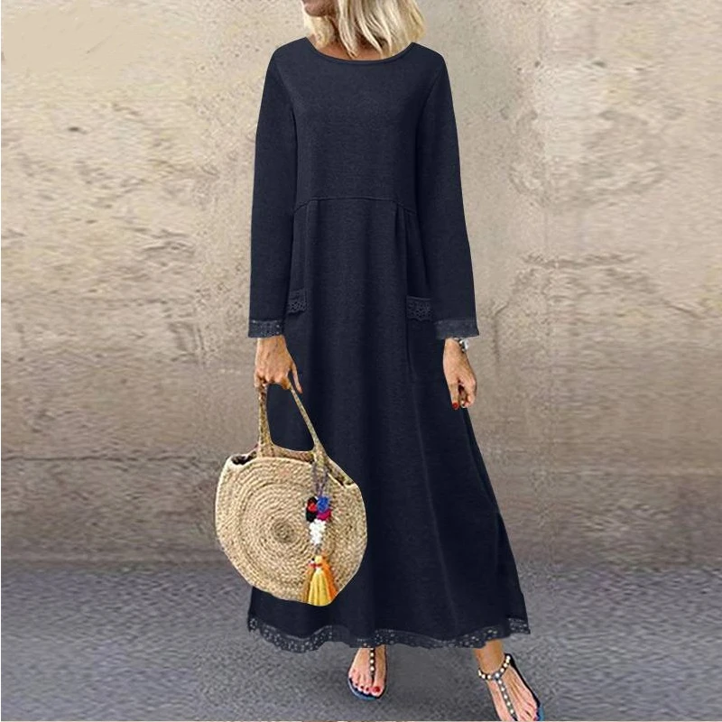 Muslim Long Dress Winter Women Pullover Vestidos Solid Long Sleeve Soild Female Turkish Robe Abaya Ramadan Dubai Turkey Vestidos