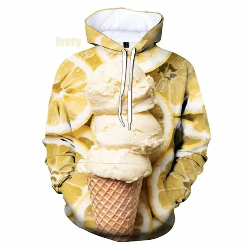 3D Print Funny Ice Cream Graphic Hoodies For Men Women Casual Plus Size Sweatshirt Hoodies Tops Mens Pullovers Streetwear 2