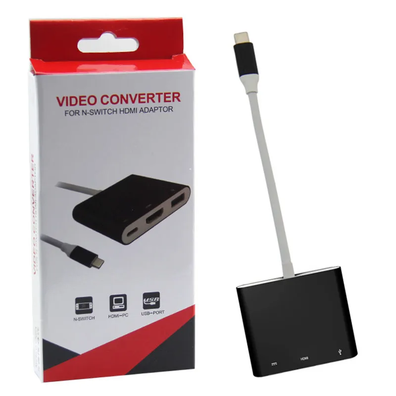

100PCS 2K H-D-M-I Type C Adapter For Nintend Switch Charging Portable Dock For Switch NS USB 3.0 to H-D-M-I Video Converter