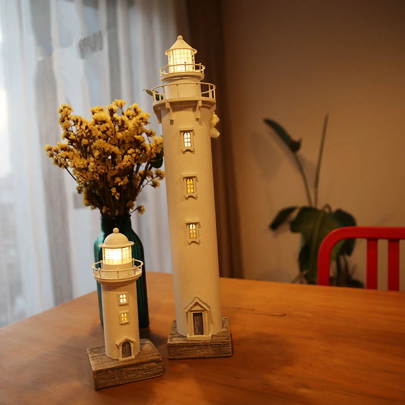 

American Vintage Nautical Glowing Lighthouse Creativity Marine Ornaments Home Nautical Decorations Nostalgic Handicraft