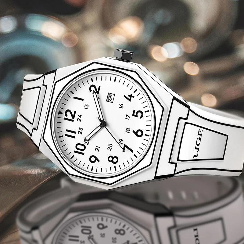 LIGE 2025 New luxury Arabic Digital Watch For Men Outdoor Sport Waterproof Men's Quartz Watch Fashion Silicone Date Chronograph