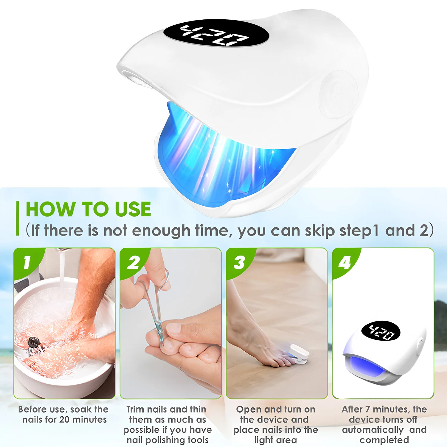 Infrared And Blue Light Nail Treatment Device For Onychomycosis_voghion.com