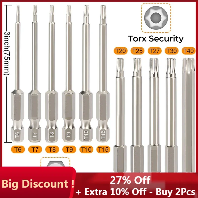 

11 шт., Набор бит для шестигранной отвертки, 75 мм, 1/4 дюйма